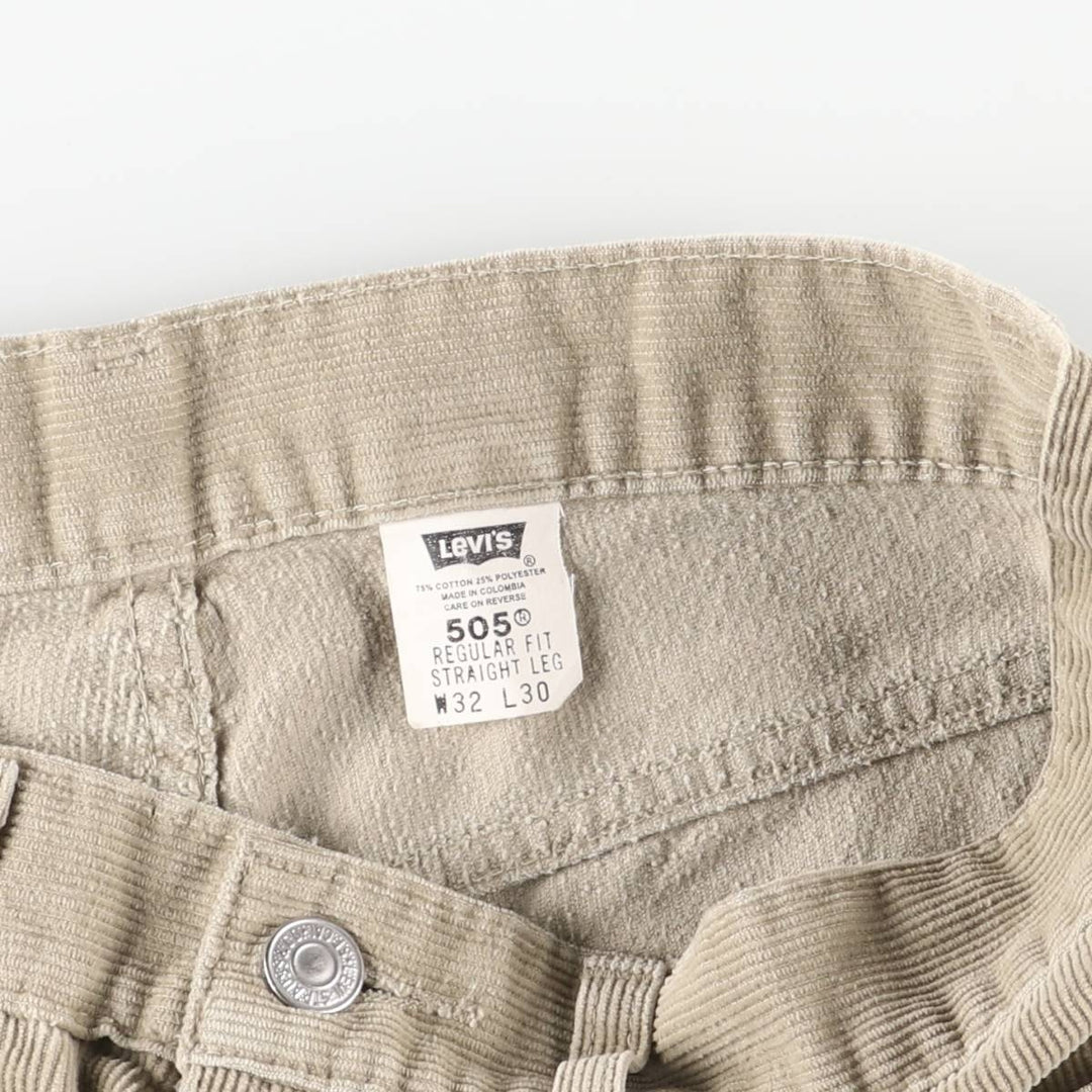 2000'S Levi's 505 Regular Fit Straight Leg Corduroy Pants, Men's, Size W32 cotton Beige type Vintage Second Hand