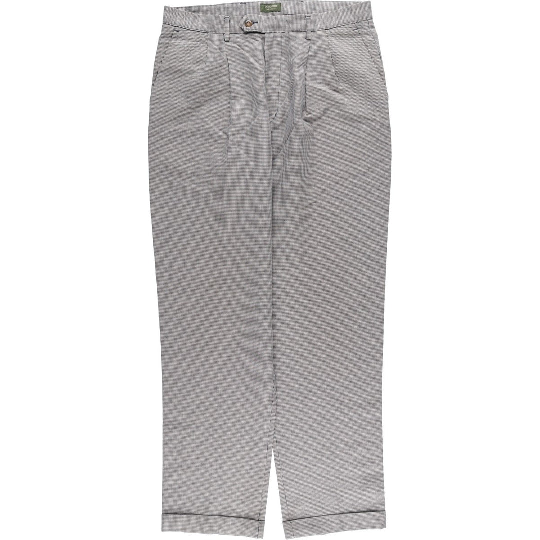 90'S Dockers Class A Houndstooth Pattern Linen and Cotton Slacks, Men's, Size W37, Vintage cotton gray type Vintage Second Hand