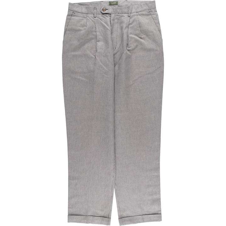 90'S Dockers Class A Houndstooth Pattern Linen and Cotton Slacks, Men's, Size W37, Vintage cotton gray type Vintage Second Hand