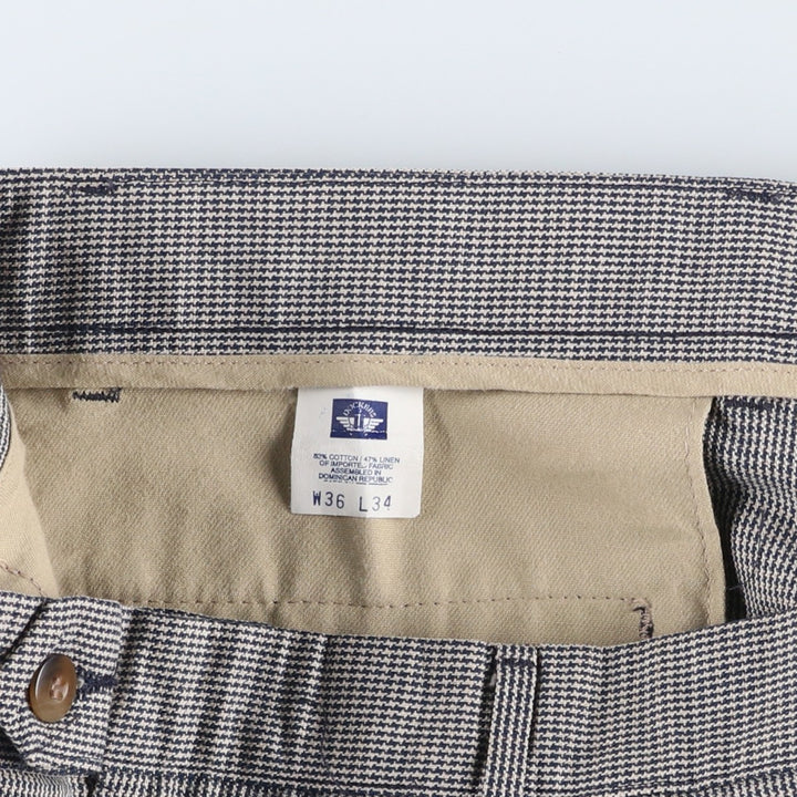90'S Dockers Class A Houndstooth Pattern Linen and Cotton Slacks, Men's, Size W37, Vintage cotton gray type Vintage Second Hand