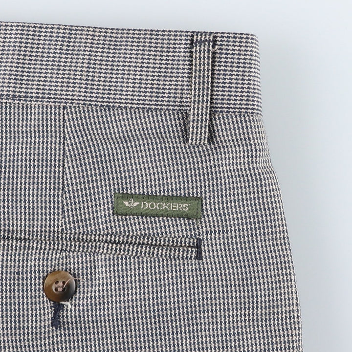 90'S Dockers Class A Houndstooth Pattern Linen and Cotton Slacks, Men's, Size W37, Vintage cotton gray type Vintage Second Hand