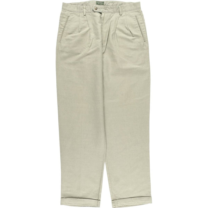 90'S Dockers Class A Linen and Cotton Slacks, Men's, Size 36, Vintage cotton Khaki type sage green Vintage Second Hand