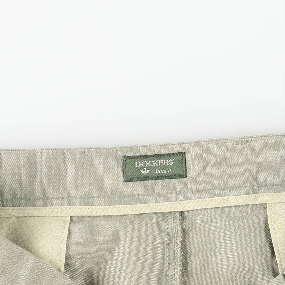 90'S Dockers Class A Linen and Cotton Slacks, Men's, Size 36, Vintage cotton Khaki type sage green Vintage Second Hand