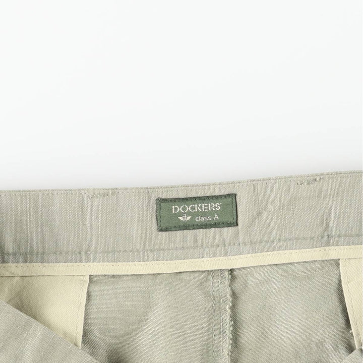 90'S Dockers Class A Linen and Cotton Slacks, Men's, Size 36, Vintage cotton Khaki type sage green Vintage Second Hand