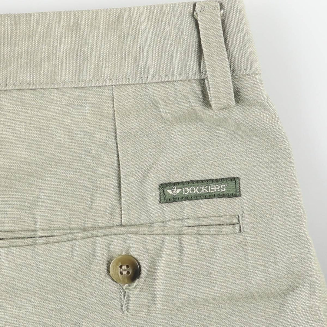 90'S Dockers Class A Linen and Cotton Slacks, Men's, Size 36, Vintage cotton Khaki type sage green Vintage Second Hand