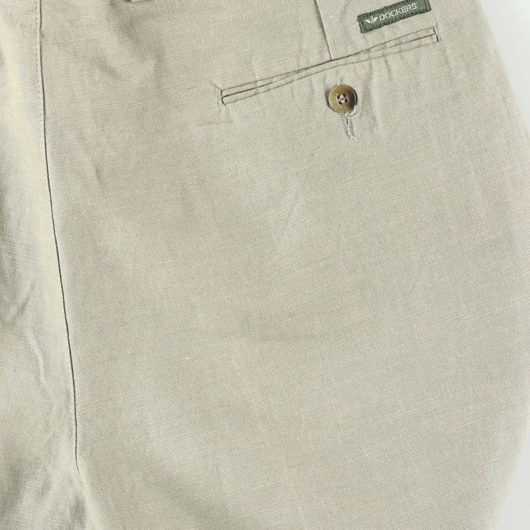 90'S Dockers Class A Linen and Cotton Slacks, Men's, Size 36, Vintage cotton Khaki type sage green Vintage Second Hand