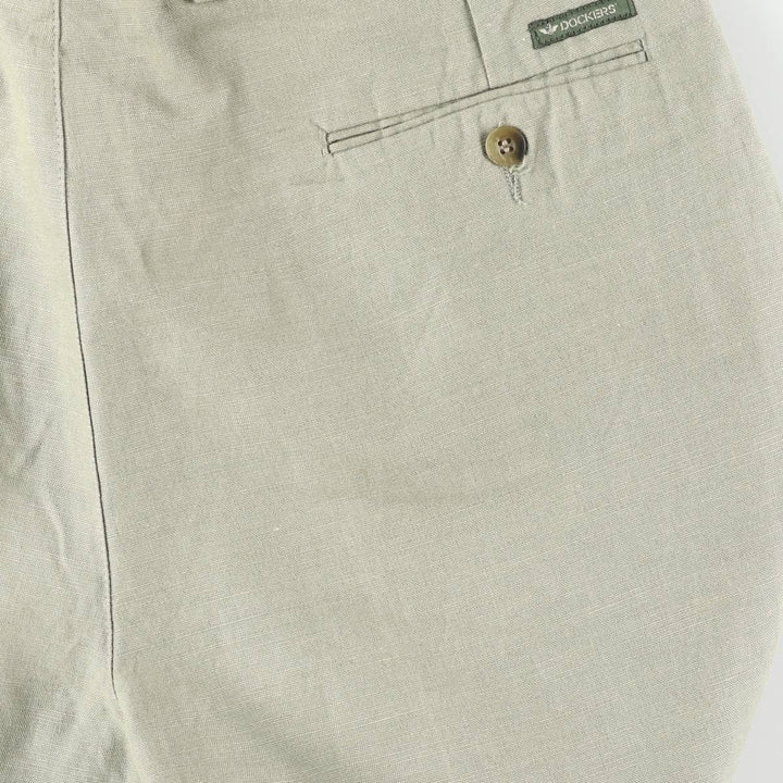 90'S Dockers Class A Linen and Cotton Slacks, Men's, Size 36, Vintage cotton Khaki type sage green Vintage Second Hand