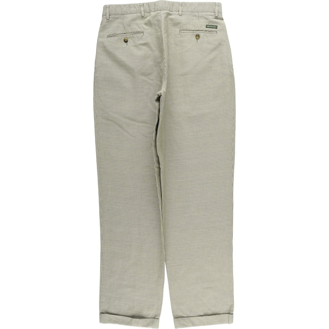 90'S Dockers Class A Check Pattern Two-Pleated Cotton and Linen Pants, Men's Size 34, Vintage cotton green type Vintage Second Hand