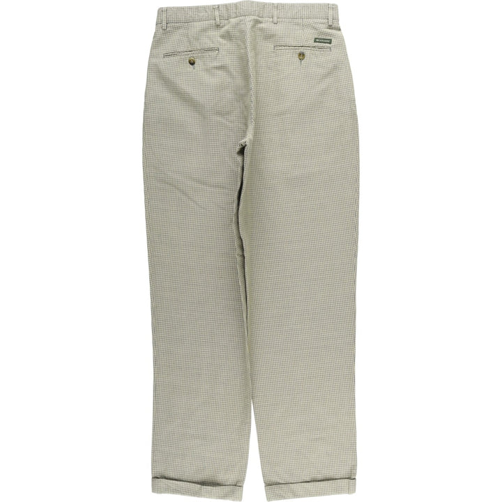 90'S Dockers Class A Check Pattern Two-Pleated Cotton and Linen Pants, Men's Size 34, Vintage cotton green type Vintage Second Hand
