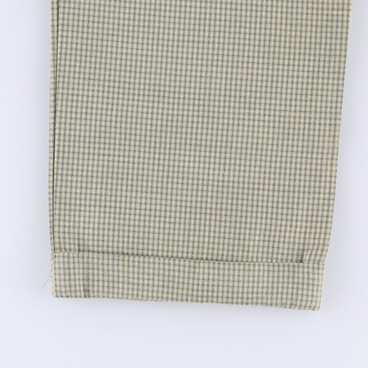 90'S Dockers Class A Check Pattern Two-Pleated Cotton and Linen Pants, Men's Size 34, Vintage cotton green type Vintage Second Hand