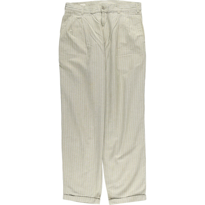 Dockers Class A Check Pattern Two-Pleated Cotton Slacks, Made in the USA, Men's, Size W34, Vintage cotton Beige type Vintage Second Hand