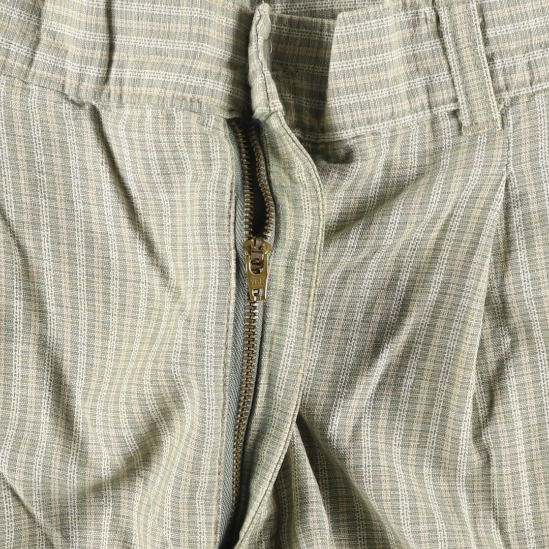 Dockers Class A Check Pattern Two-Pleated Cotton Slacks, Made in the USA, Men's, Size W34, Vintage cotton Beige type Vintage Second Hand
