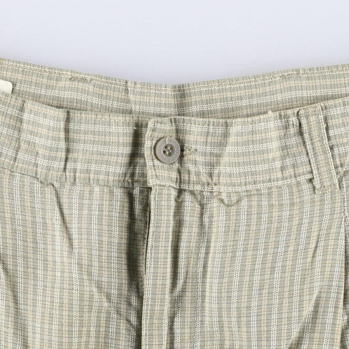 Dockers Class A Check Pattern Two-Pleated Cotton Slacks, Made in the USA, Men's, Size W34, Vintage cotton Beige type Vintage Second Hand