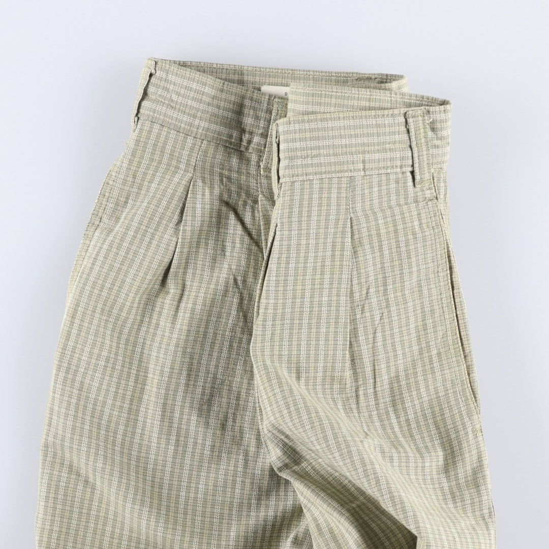 Dockers Class A Check Pattern Two-Pleated Cotton Slacks, Made in the USA, Men's, Size W34, Vintage cotton Beige type Vintage Second Hand