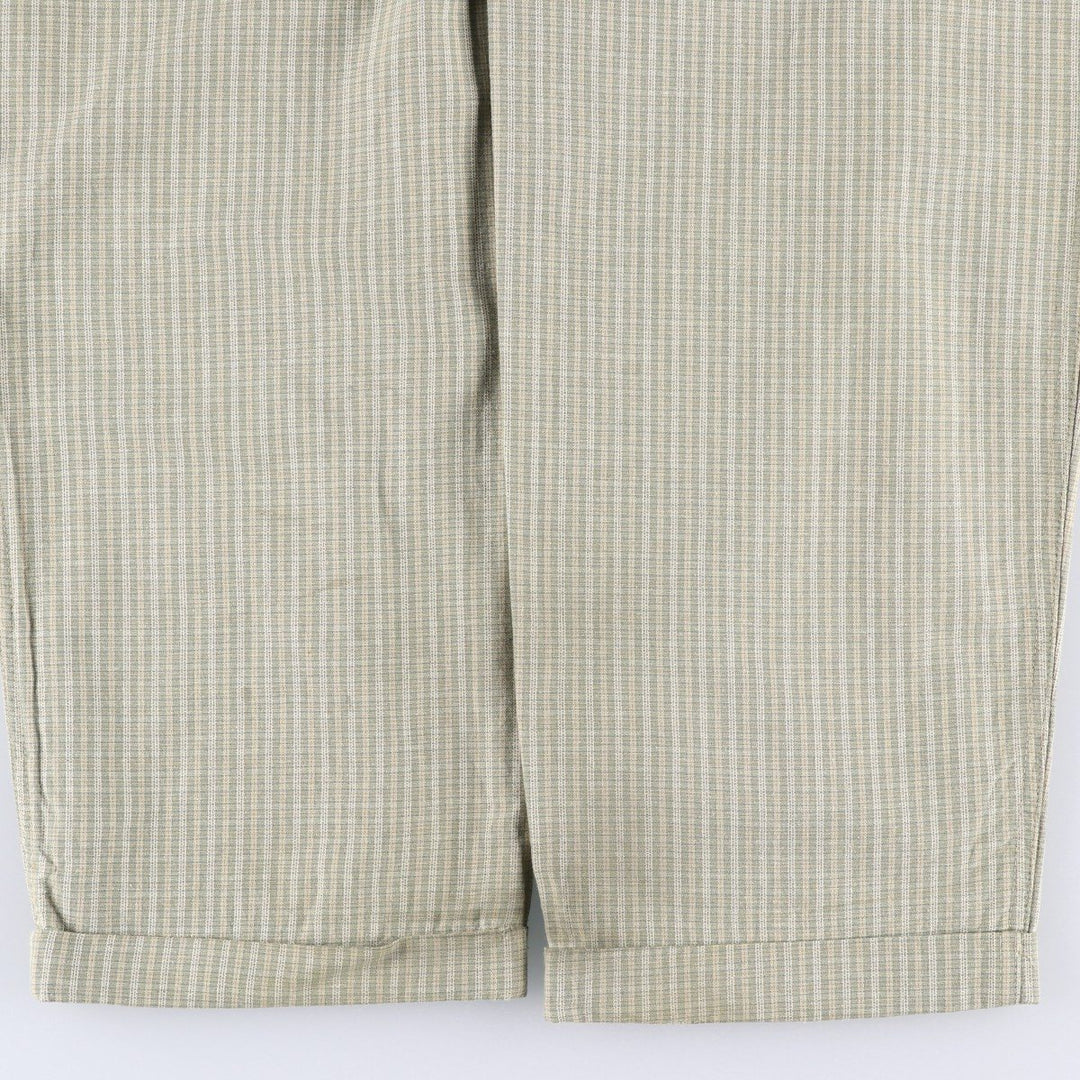 Dockers Class A Check Pattern Two-Pleated Cotton Slacks, Made in the USA, Men's, Size W34, Vintage cotton Beige type Vintage Second Hand
