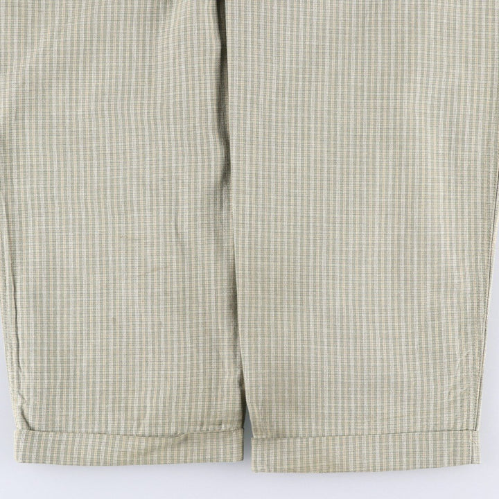 Dockers Class A Check Pattern Two-Pleated Cotton Slacks, Made in the USA, Men's, Size W34, Vintage cotton Beige type Vintage Second Hand