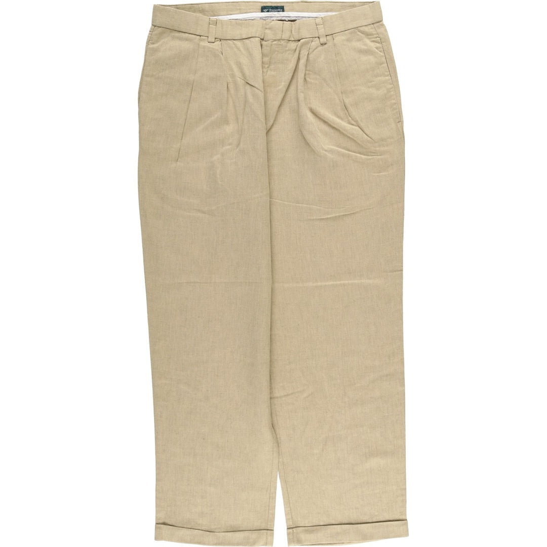 Dockers Premium Two-Pleated Linen Pants, Men's Size 35 linen brown type Vintage Second Hand