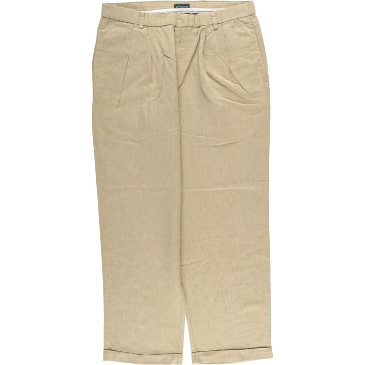 Dockers Premium Two-Pleated Linen Pants, Men's Size 35 linen brown type Vintage Second Hand