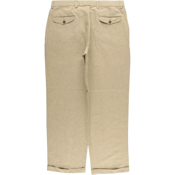 Dockers Premium Two-Pleated Linen Pants, Men's Size 35 linen brown type Vintage Second Hand
