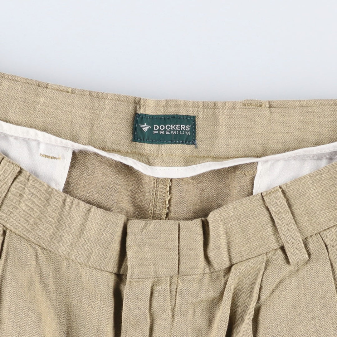 Dockers Premium Two-Pleated Linen Pants, Men's Size 35 linen brown type Vintage Second Hand