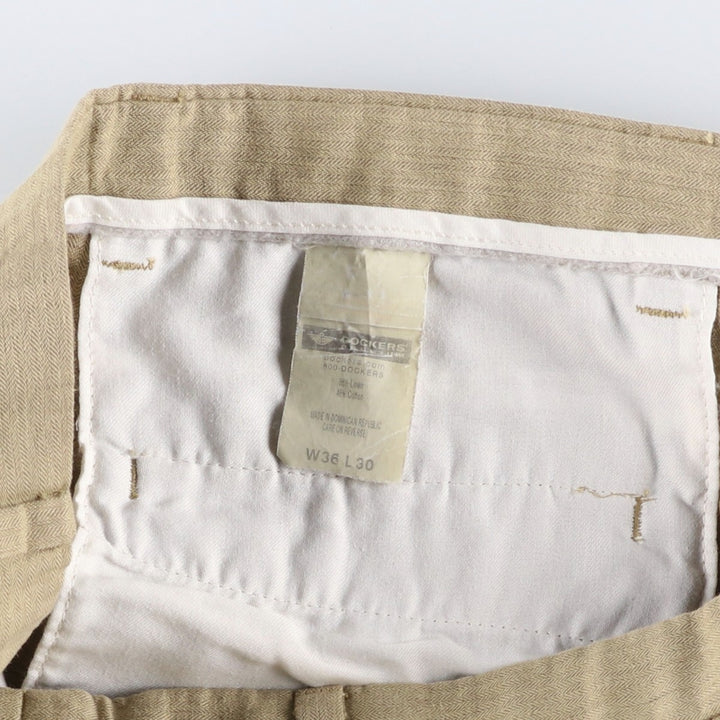 Dockers Premium Two-Pleated Linen Pants, Men's Size 35 linen brown type Vintage Second Hand