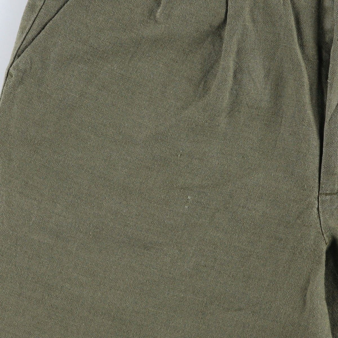 2000'S Dockers Premium Pleated Relaxed Fit Two-Pleated Linen Pants, Men's Size 35 linen Khaki type sage green Vintage Second Hand