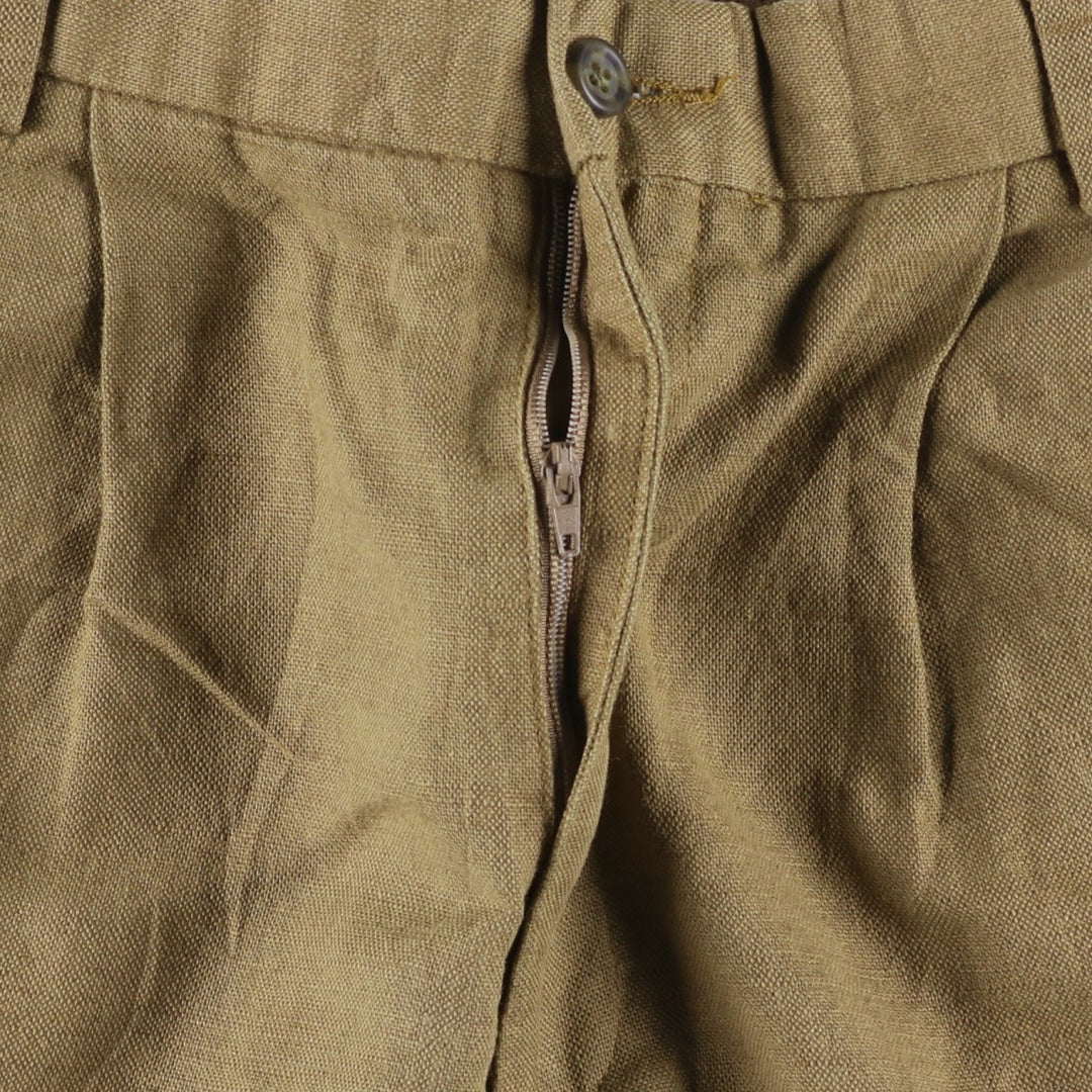 2000'S Dockers Premium Pleated Relaxed Fit Two-Pleated Linen Pants, Men's Size 36 linen brown type Vintage Second Hand