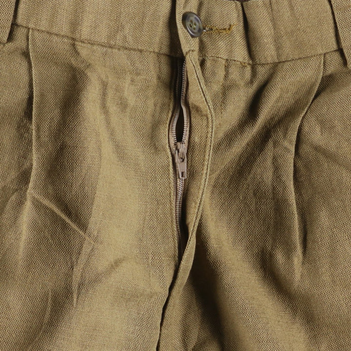 2000'S Dockers Premium Pleated Relaxed Fit Two-Pleated Linen Pants, Men's Size 36 linen brown type Vintage Second Hand