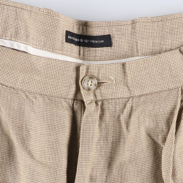 Dockers Premium Pleated Relaxed Fit Check Pattern Two-Pleated Linen Pants, Men's Size 37 linen Beige type Vintage Second Hand