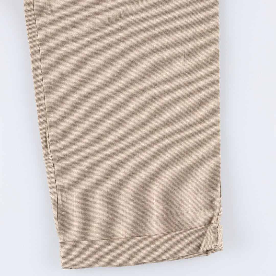 Dockers Premium Pleated Relaxed Fit Check Pattern Two-Pleated Linen Pants, Men's Size 37 linen Beige type Vintage Second Hand