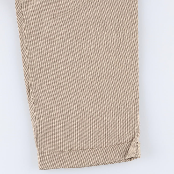 Dockers Premium Pleated Relaxed Fit Check Pattern Two-Pleated Linen Pants, Men's Size 37 linen Beige type Vintage Second Hand