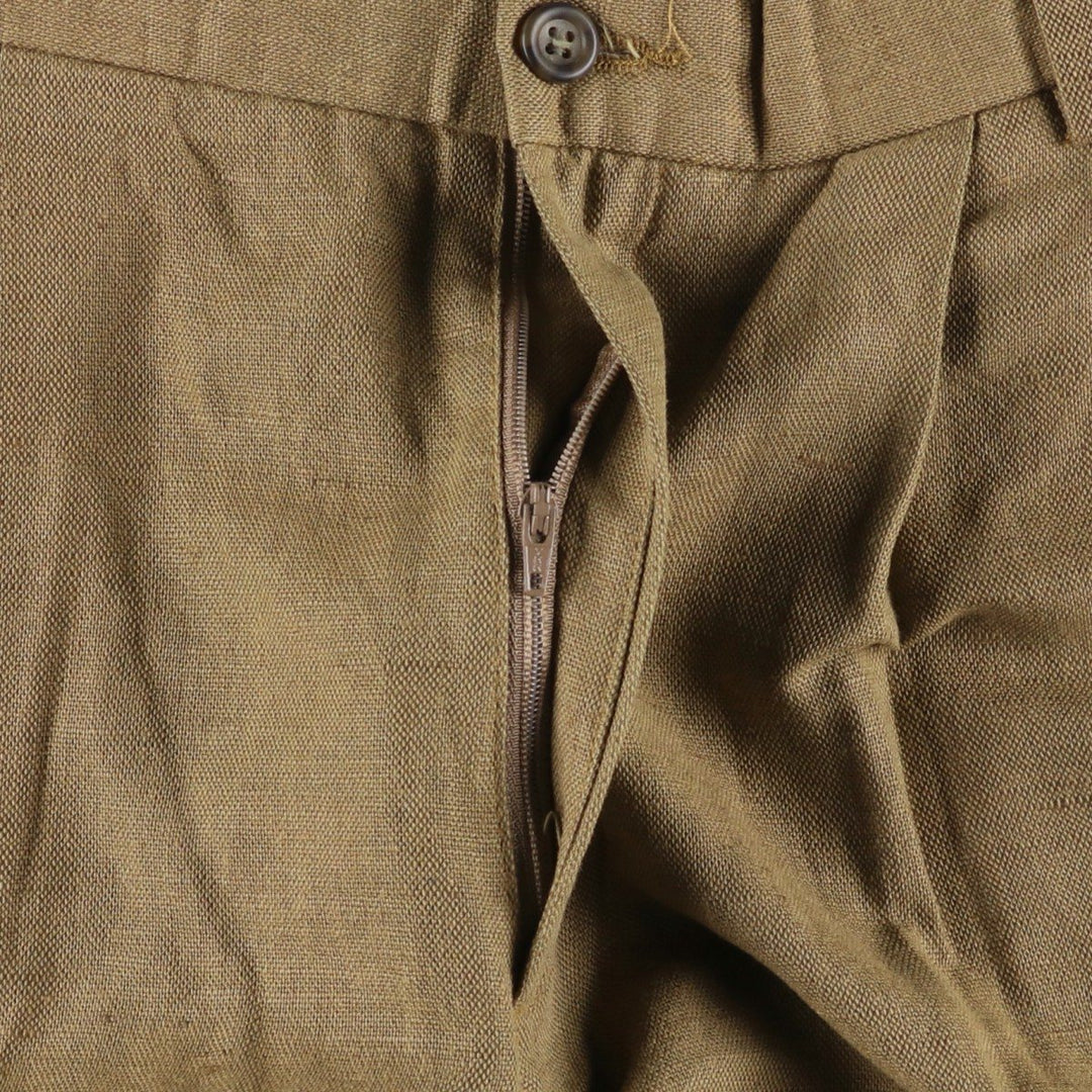 2000'S Dockers Premium Pleated Relaxed Fit Two-Pleated Linen Pants, Men's Size 34 linen brown type Vintage Second Hand