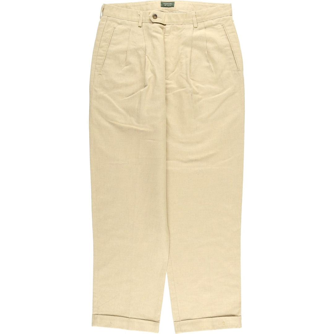 90'S Dockers Class A Two-Pleated Linen and Cotton Slacks, Men's, Size 34, Vintage cotton Beige type Vintage Second Hand