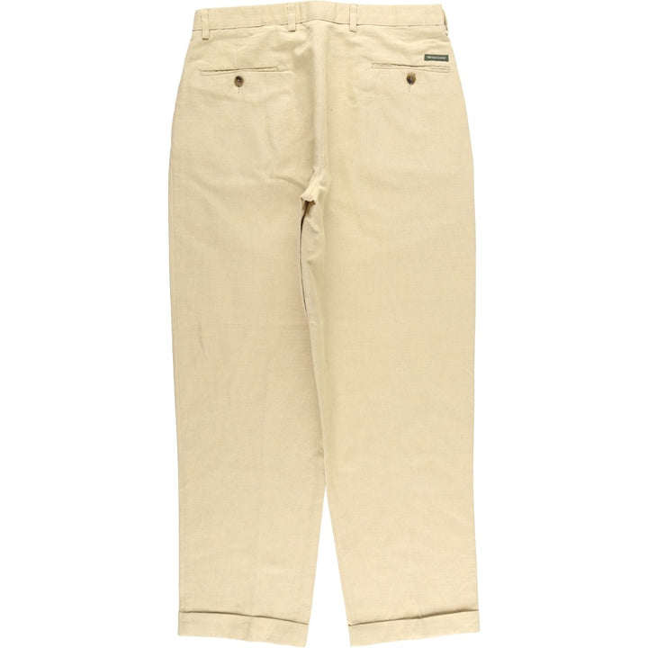 90'S Dockers Class A Two-Pleated Linen and Cotton Slacks, Men's, Size 34, Vintage cotton Beige type Vintage Second Hand