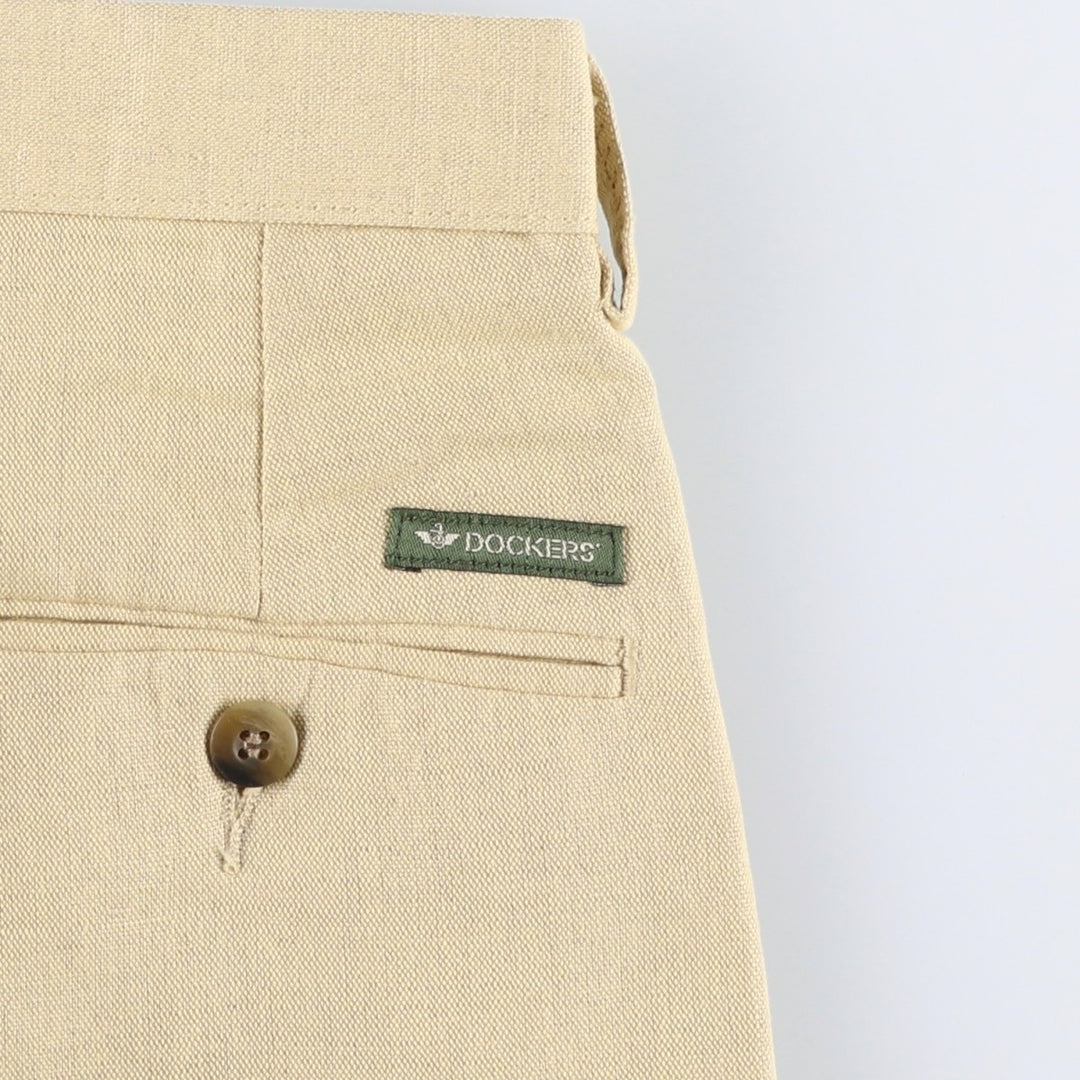 90'S Dockers Class A Two-Pleated Linen and Cotton Slacks, Men's, Size 34, Vintage cotton Beige type Vintage Second Hand