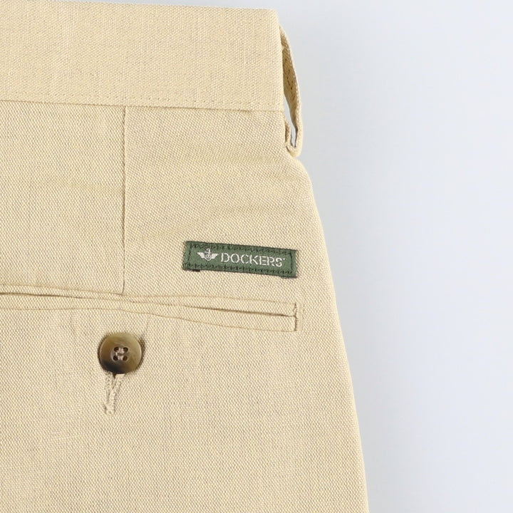 90'S Dockers Class A Two-Pleated Linen and Cotton Slacks, Men's, Size 34, Vintage cotton Beige type Vintage Second Hand