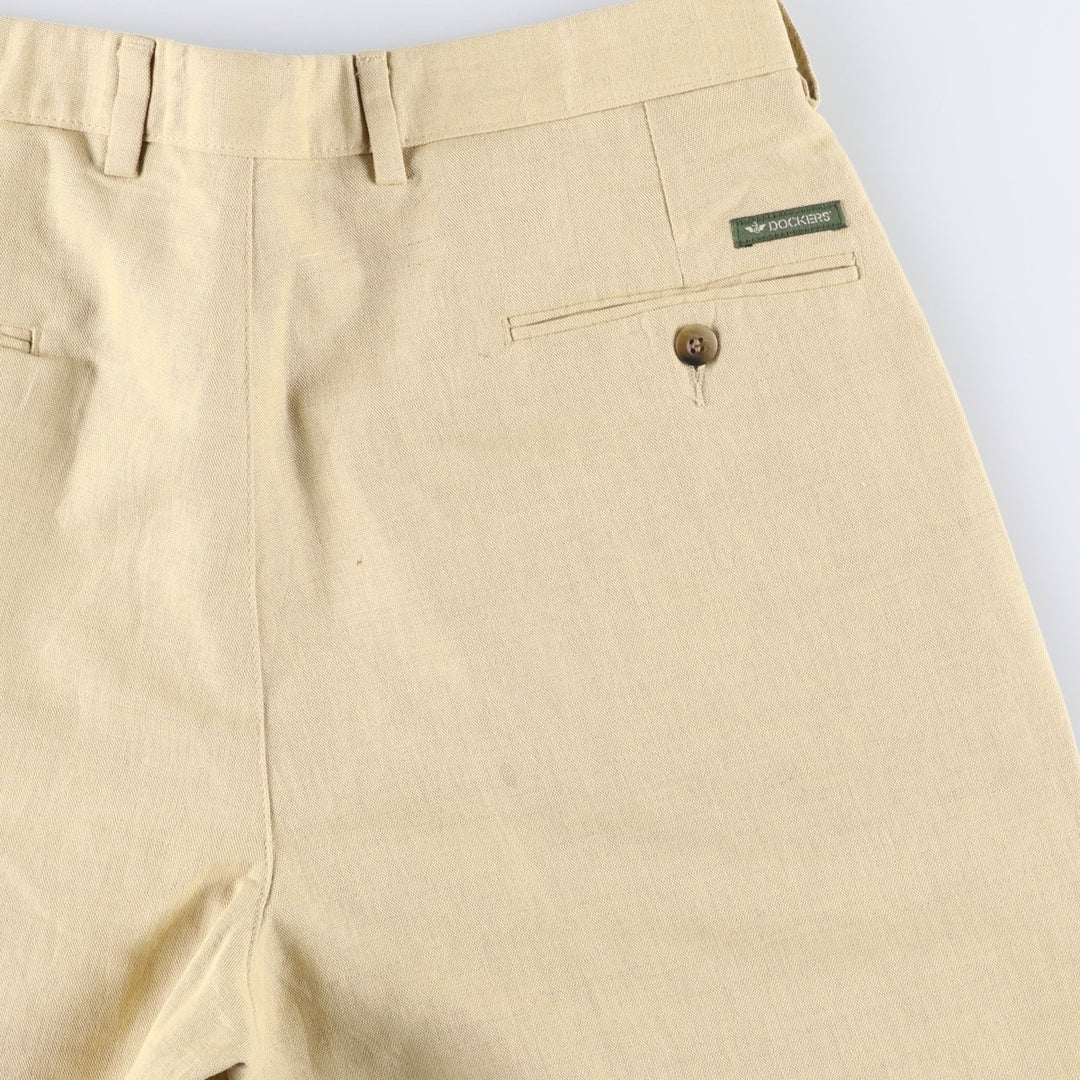 90'S Dockers Class A Two-Pleated Linen and Cotton Slacks, Men's, Size 34, Vintage cotton Beige type Vintage Second Hand