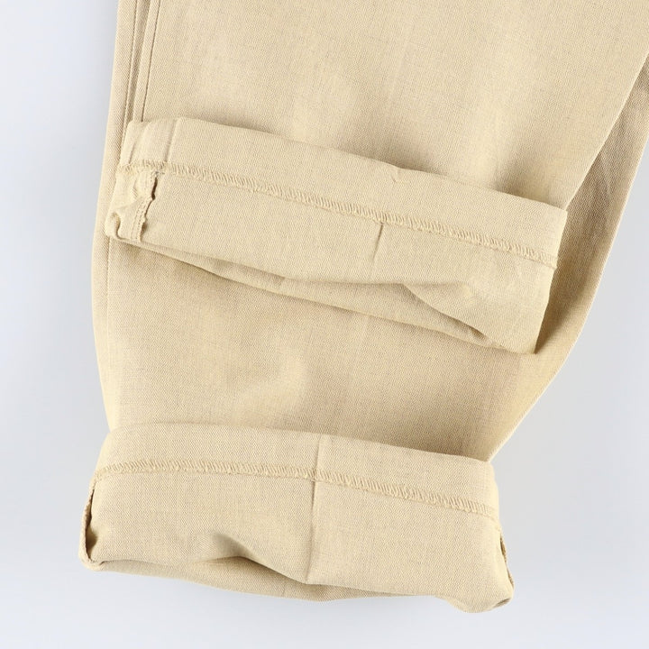 90'S Dockers Class A Two-Pleated Linen and Cotton Slacks, Men's, Size 34, Vintage cotton Beige type Vintage Second Hand