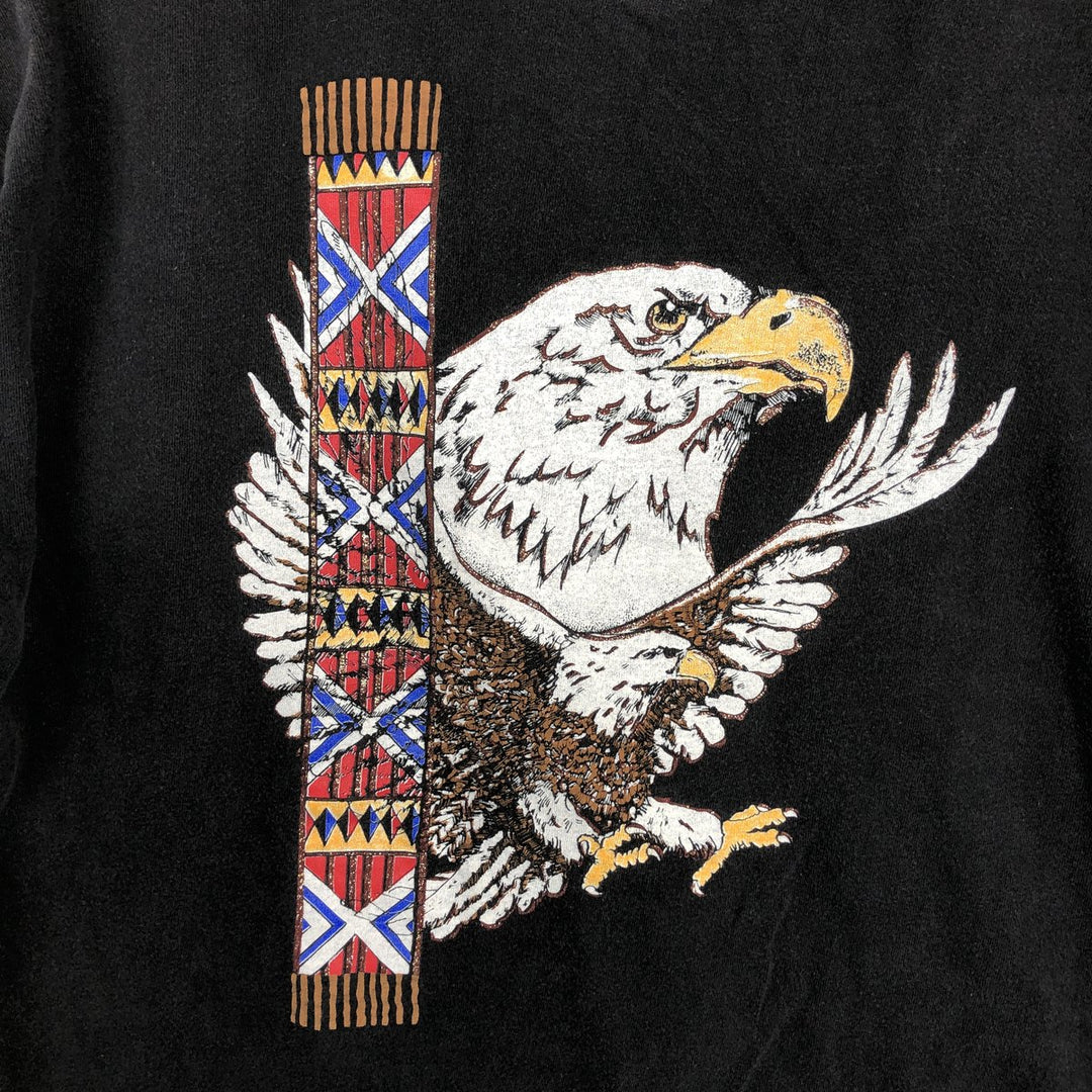 Vintage 90'S DIAMONDDUST Eagle Pattern Glitter Print Animal Print T-Shirt, Made in USA, Men's Size Large cotton black type Vintage Second Hand
