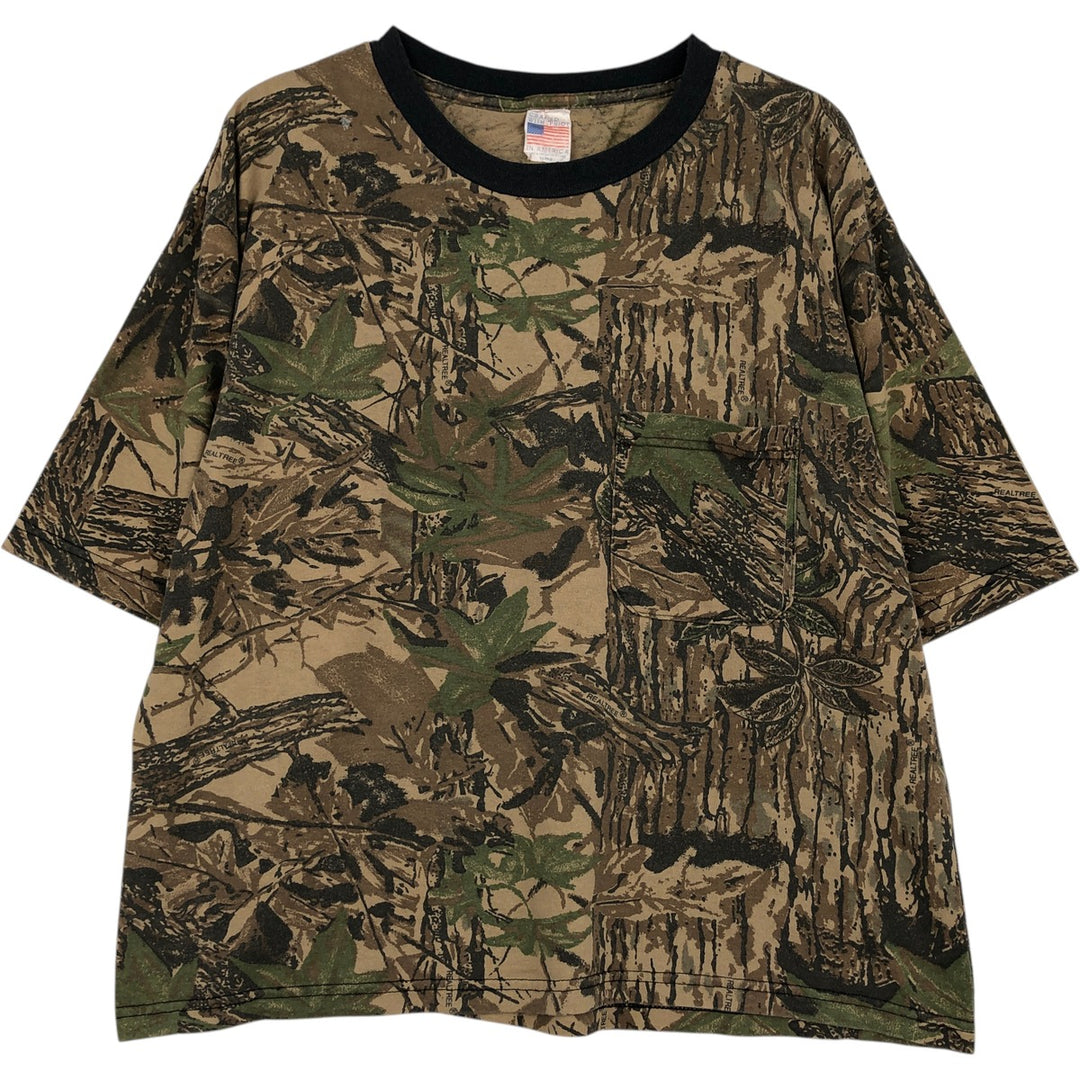 CRATED WITH PRIDE Realtree Camo Print T-Shirt, Made in USA, Men's XL cotton Khaki type sage green Vintage Second Hand