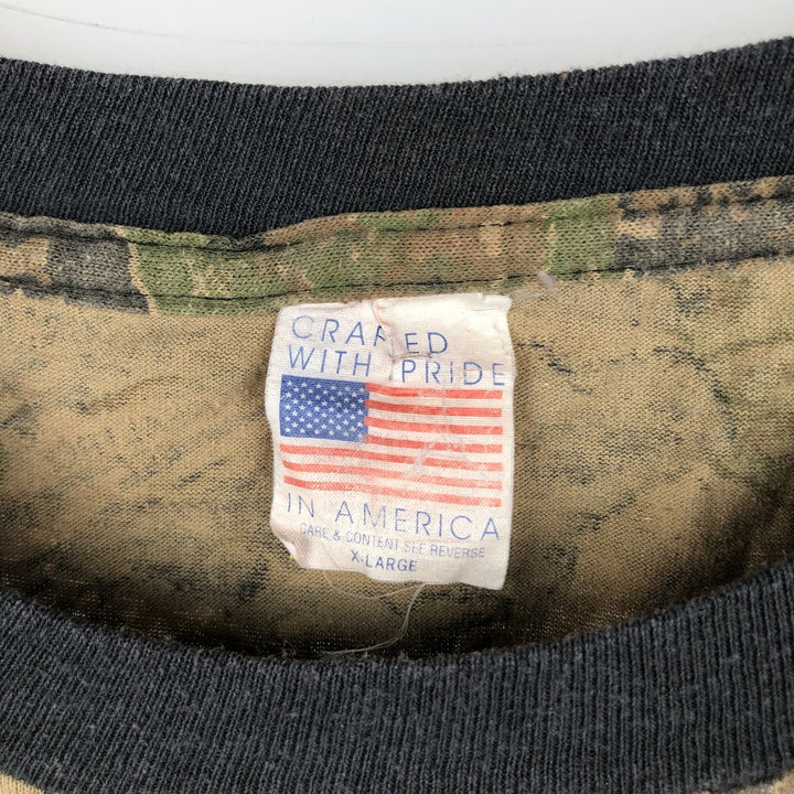 CRATED WITH PRIDE Realtree Camo Print T-Shirt, Made in USA, Men's XL cotton Khaki type sage green Vintage Second Hand