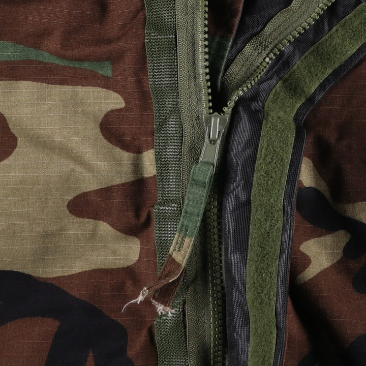 Woodland Camo Chemical Protective Jacket with Hood, Ripstop Military Jacket, Men's XL unclear Khaki type Vintage Second Hand