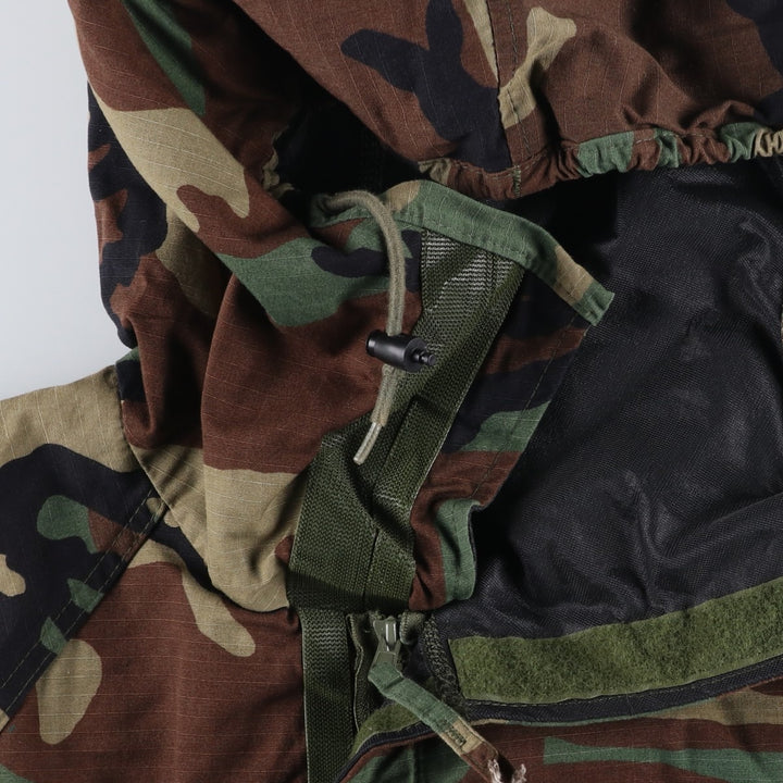 Woodland Camo Chemical Protective Jacket with Hood, Ripstop Military Jacket, Men's XL unclear Khaki type Vintage Second Hand