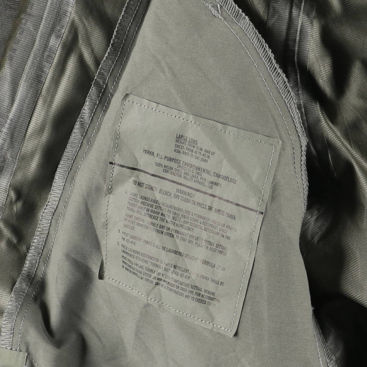 Authentic US military camouflage pattern ACU digital camo military Gore-Tex parka, made in the USA, large and long, equivalent to a men's size L Nylon Khaki type Vintage Second Hand