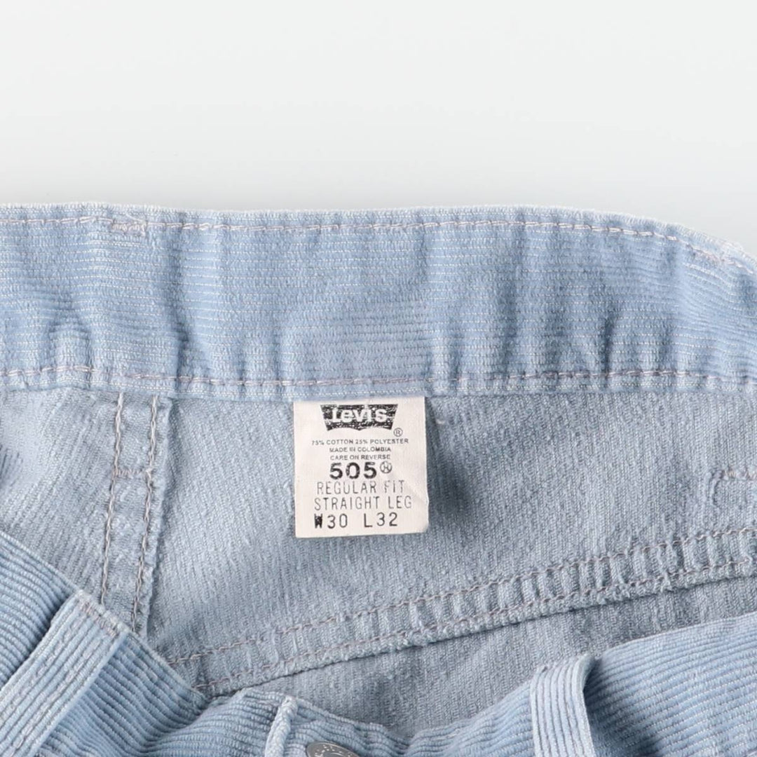 Levi's 505 Regular Fit Straight Leg Corduroy Pants, Men's, Size W30 cotton Blue type light blue Vintage Second Hand
