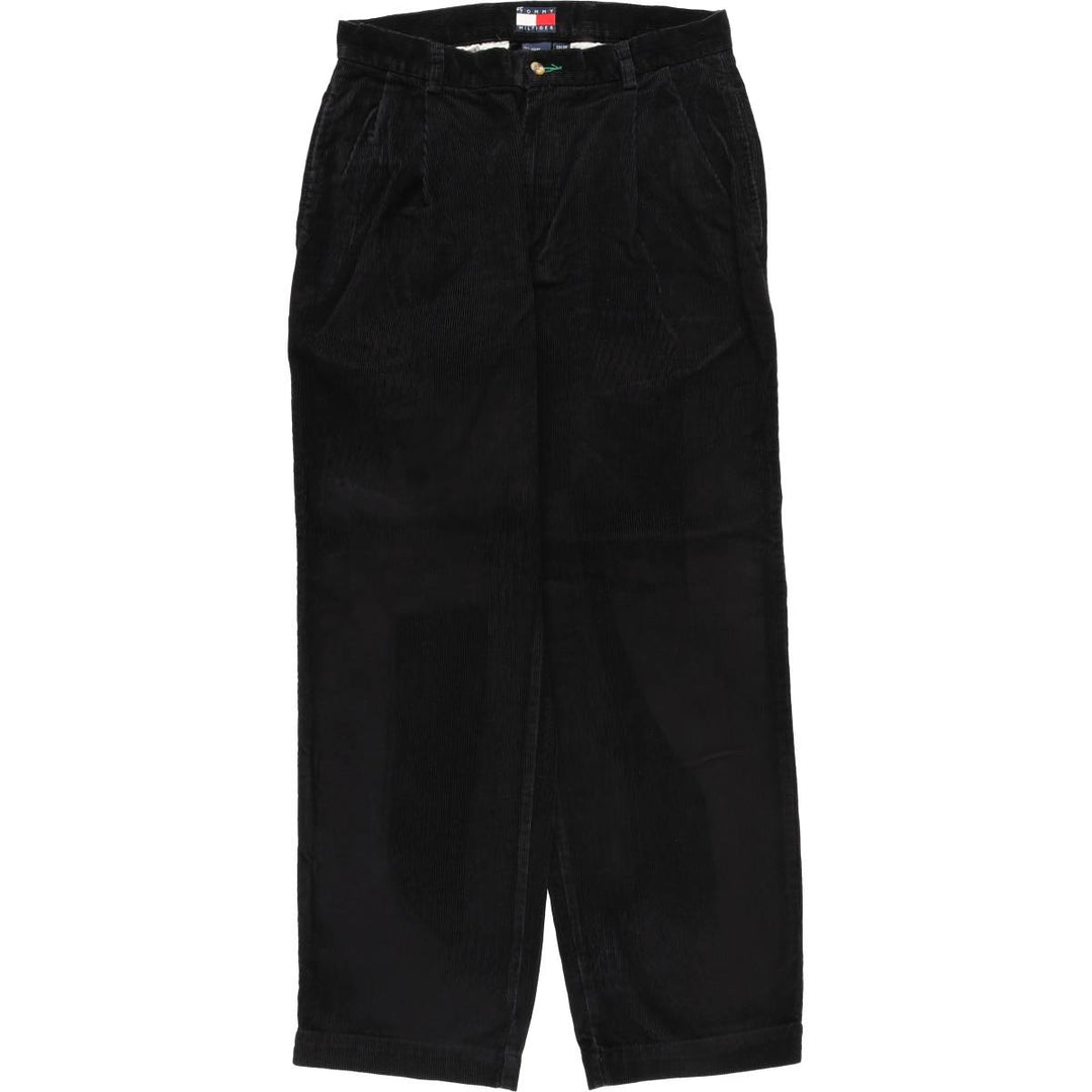 Vintage 90'S Tommy Hilfiger Two-pleat Corduroy Pants, Men's Size W32 cotton black type Vintage Second Hand