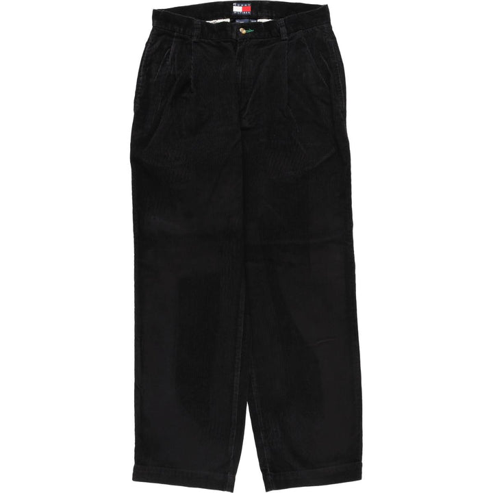 Vintage 90'S Tommy Hilfiger Two-pleat Corduroy Pants, Men's Size W32 cotton black type Vintage Second Hand
