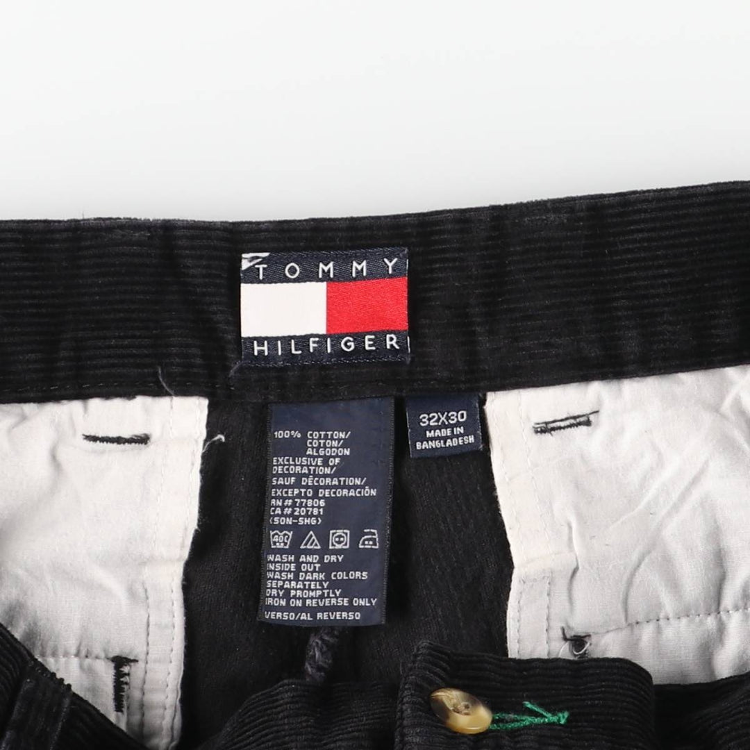 Vintage 90'S Tommy Hilfiger Two-pleat Corduroy Pants, Men's Size W32 cotton black type Vintage Second Hand