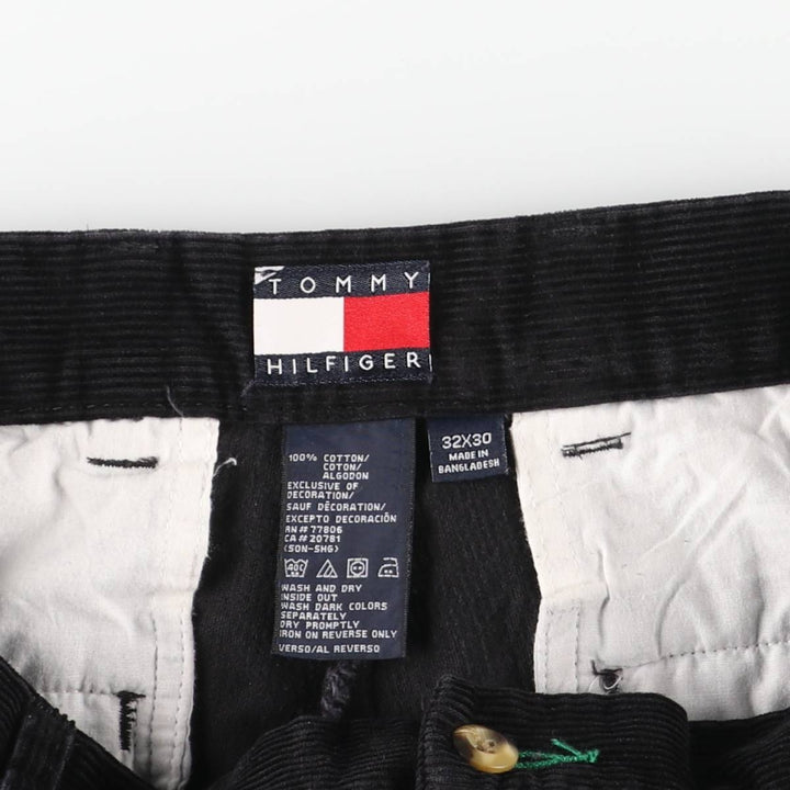 Vintage 90'S Tommy Hilfiger Two-pleat Corduroy Pants, Men's Size W32 cotton black type Vintage Second Hand