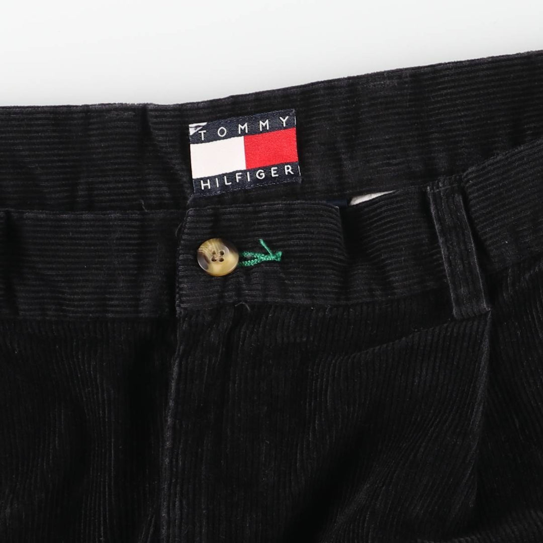 Vintage 90'S Tommy Hilfiger Two-pleat Corduroy Pants, Men's Size W32 cotton black type Vintage Second Hand
